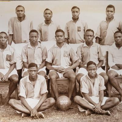 FootBall 1944 Top Left to Bottom : Munoko, Kyaruzi Mwakosia, Gichaga, L.Musoke, Muteesa, Kyalwazi, Obath, Mwenesi (cap), Bosa, Mulirano